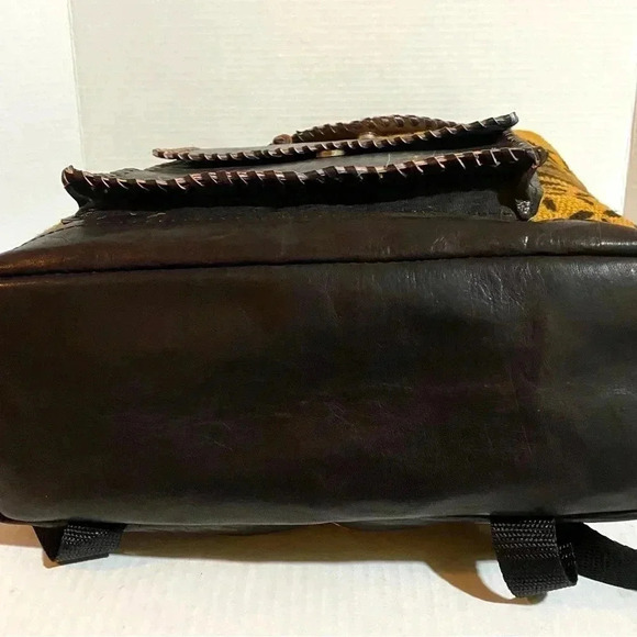 Handmade  Unsex Africa mud cloth cotton canvas leather backpack main image 6